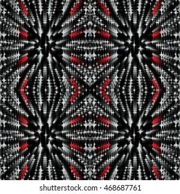 Vector seamless black-white-red background with stars.