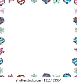 Vector. Seamless. Blank white, black and blue square cadre rectangle label elegant sketches painted by hands scribble border. Hand drawn frames. Vintage doodle sketch picture frame doodle labels.