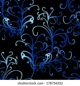 Vector seamless blue abstract pattern with waves 