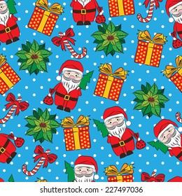 Vector seamless blue background, Christmas and New Year's decorative elements.  Suitable for various designs, invitation, thank you card, wrapping paper pattern and scrapbooking. Vector 10 EPS