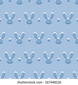 Vector seamless blue background with figures of rabbits