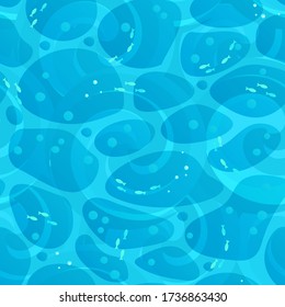 Vector seamless blue background with texture of the frame. Juicy waves with highlights