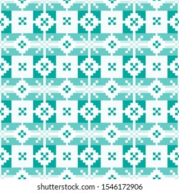 Vector seamless blue Christmas sweater pattern. Holiday design for greeting card, gift box, wrapping paper, wallpaper, web design.