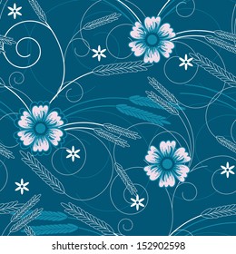 vector seamless blue floral background