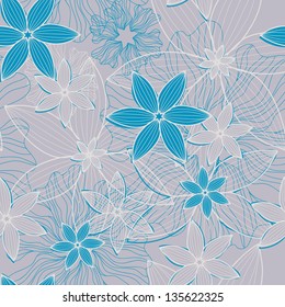 vector seamless blue flower background