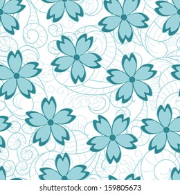 vector seamless blue flower background