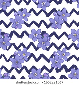 Vector Seamless Blue Flowers Pattern