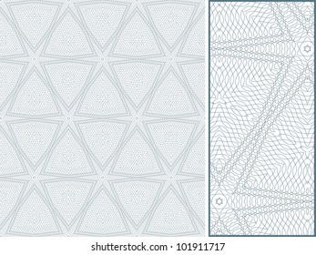 Vector seamless blue illustration of tangier grid, abstract guilloche background