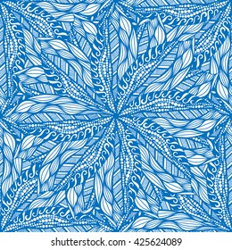 Vector seamless blue pattern. Hand drawn illustration