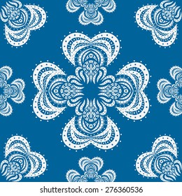 Vector seamless blue pattern. Isolated on white