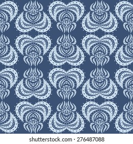Vector seamless blue pattern. Isolated on white