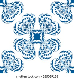 Vector seamless blue pattern. Isolated on white