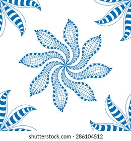 Vector seamless blue pattern. Isolated on white