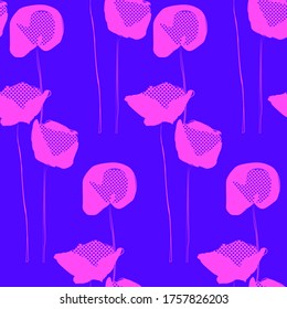 Textura de flor azul y rosa sin fisuras del vector