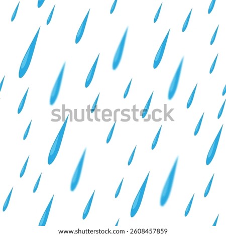 Vector Seamless Blue Rain Drops Pattern on White Background.