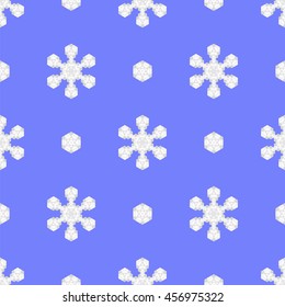 Vector Seamless Blue Snowflake Pattern. Geometric Ornamental Background