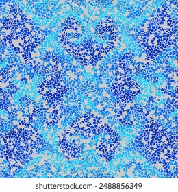 Patrón de mosaico de azulejos azules sin costuras de Vector. Fondo de azulejos de cerámica. patrón de Vector