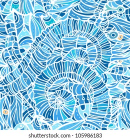 Vector Seamless Blue Tiles Background