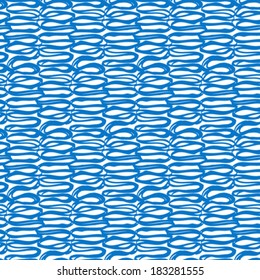 Vector seamless bold pattern with doodles and lines in blue and white nautical colors