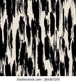 Vector seamless bold pattern with thick brushstrokes and thin stripes hand painted in black and white colors. Dynamic striped print texture for fall winter retro fashion and sportswear