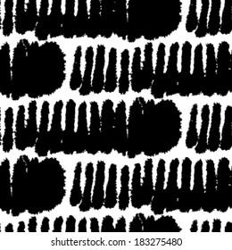 Vector seamless bold pattern with wide brushstrokes in black and white 