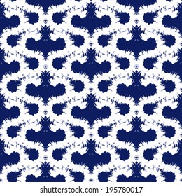 Vector seamless bold pattern with wide brushstrokes and stripes in navy blue and white colors