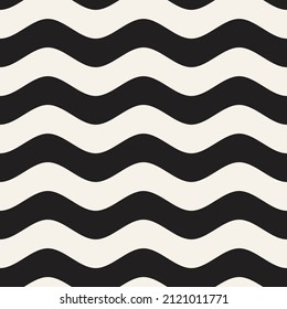 Vector seamless bold wavy lines pattern. Repeating geometric stripes texture. Stylish monochrome background design.