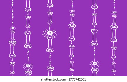 vector seamless bone pattern with spider stripes on a color-isolated background for Halloween. Digital, printing on textiles and graphic arts, doodling, sketch, hand drawing
