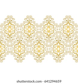 Vector seamless border for design template.  Golden outline floral decor. Eastern style element. Fries can be used for wallpaper, walls, shop windows, tiles, invitations, Web sites.