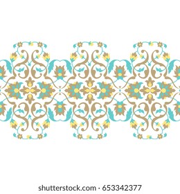 Vector seamless border for design template.  Ornate floral decor. Eastern style element. Fries can be used for wallpaper, walls, shop windows, tiles, invitations, Web sites.