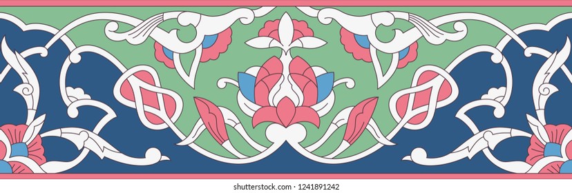 Vector seamless border in Eastern style. Image for decoration of various designs for the Eastern holidays and much more.