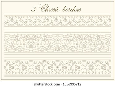 Vector seamless border in Eastern style. A great choice for your card design, frame or anything. Several types of ornament in one file.