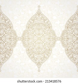 Vector seamless border in Eastern style. Ornate element for design. Ornamental lace pattern for wedding invitations and greeting cards. Traditional light decor.