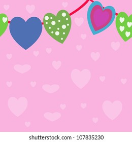 vector seamless border: heart garland
