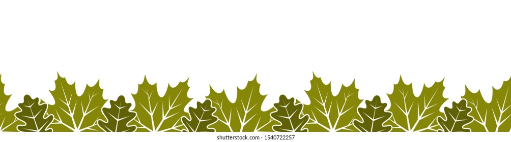 vector seamless border with leaves on white background