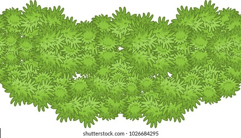 Vector seamless border pattern, horizontal line. Foliage garland, cute grass, or green bushes. Flat simple style, elements for spring design. Ribbon from grass or herbals - Shutterstock ID 1026684295