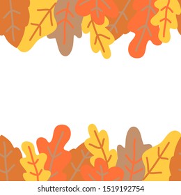 Vector seamless border with simple autumn leaf shapes on white background