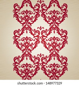 Vector seamless border with swirls and floral motifs in retro style. Element for design. It can be used for decorating of invitations, greeting cards, decoration for bags.