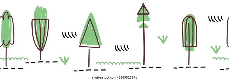 Vector seamless border with trees for wallpapers, scrapbooking, fabric print etc.