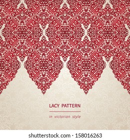 Vector seamless border in Victorian style. Element for design. You can place the text on empty place. It can be used for decorating of invitations, greeting cards, decoration for bags and clothes.