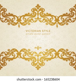 Vector seamless border in Victorian style. Element for design. You can place the text in an empty frame. It can be used for decorating of invitations, greeting cards, decoration for bags and clothes.