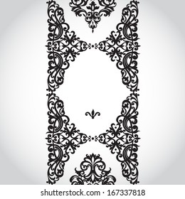 Vector seamless border in Victorian style. Element for design. You can place the text in an empty frame. It can be used for decorating of invitations, greeting cards, decoration for bags and clothes.