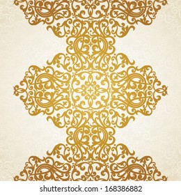 Vector seamless border in Victorian style. Element for design. You can place the text on empty frame. It can be used for decorating of invitations, greeting cards, decoration for bags and clothes.