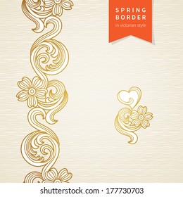 Vector seamless border in Victorian style. Element for design. Ornamental endless pattern. It can be used for decorating of wedding invitations, greeting cards, decoration for bags and clothes.