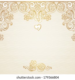 Vector seamless border in Victorian style. Element for design.Place for text. Ornamental pattern. It can be used for decorating of wedding invitations, greeting cards, decoration for bags and clothes.