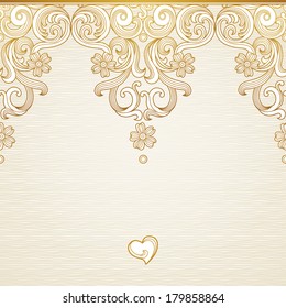 Vector seamless border in Victorian style. Element for design.Place for text. Ornamental pattern. It can be used for decorating of wedding invitations, greeting cards, decoration for bags and clothes.