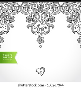 Vector seamless border in Victorian style. Element for design.Place for text. Ornamental pattern. It can be used for decorating of wedding invitations, greeting cards, decoration for bags and clothes.