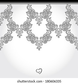 Vector seamless border in Victorian style. Element for design. Place for text. Ornamental pattern. Can be used for decorating of wedding invitations, greeting cards, decoration for bags and clothes.