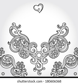 Vector seamless border in Victorian style. Element for design. Place for text. Ornamental pattern. Can be used for decorating of wedding invitations, greeting cards, decoration for bags and clothes.