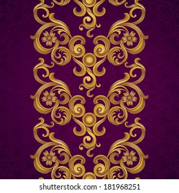 Vector seamless border in Victorian style. Element for design.Place for text. Ornamental pattern. It can be used for decorating of wedding invitations, greeting cards, decoration for bags and clothes.